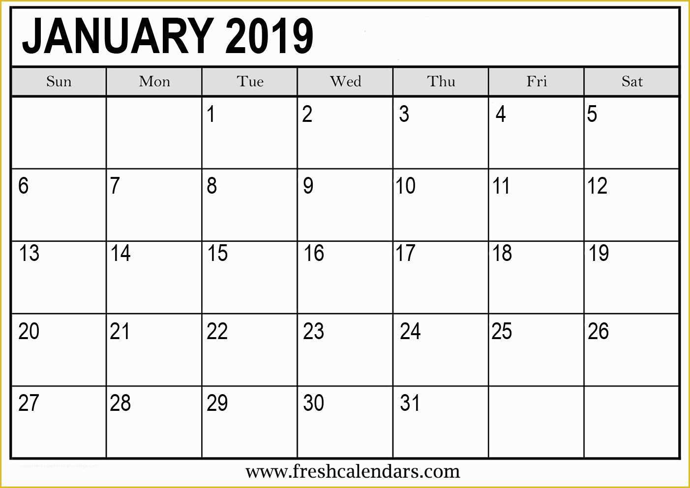 Free Calendar Template 2019 Of Printable January 2019 Calendar Fresh Calendars