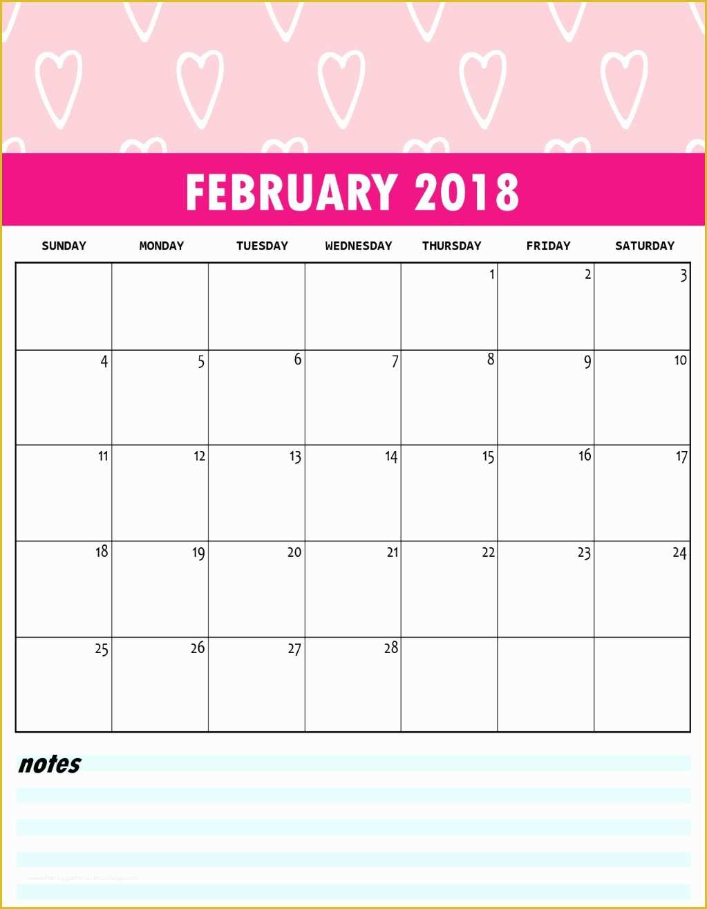 Free Calendar Template Of Cute Free Monthly Printable Calendar 2018