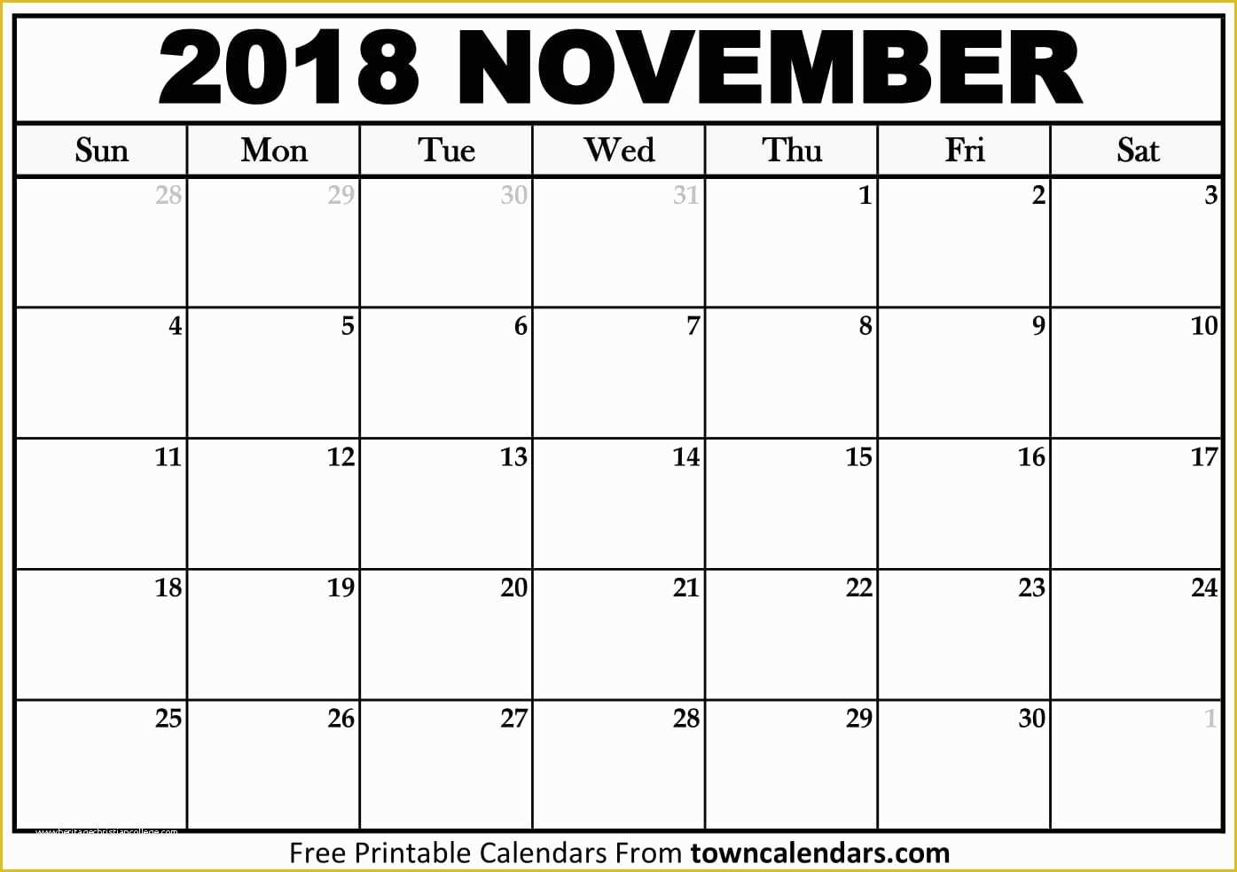 Free Calendar Template Of November 2018 Calendar