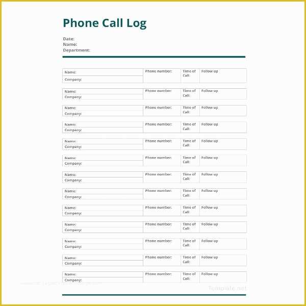 Free Call Log Template Of 13 Call Log Template