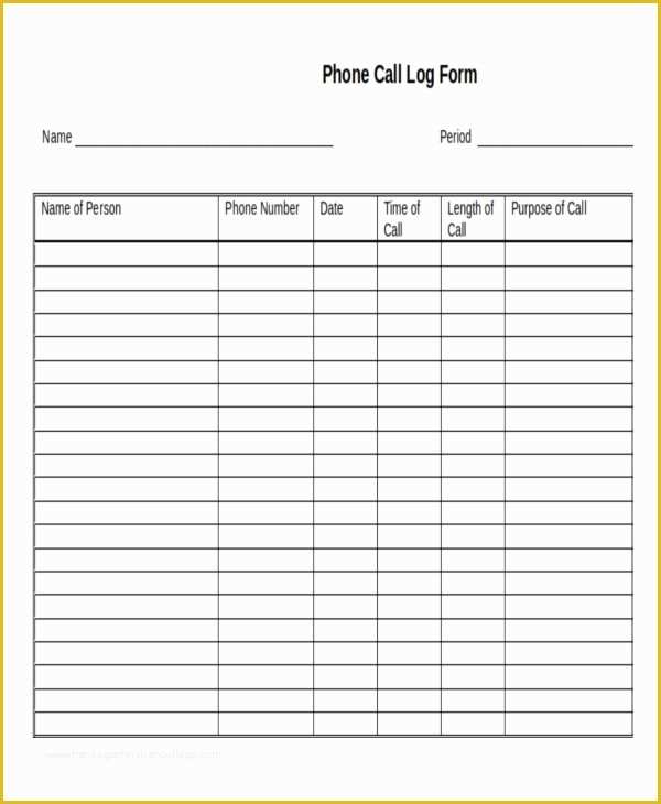 Free Call Log Template Of 13 Log Templates Free Sample Example format