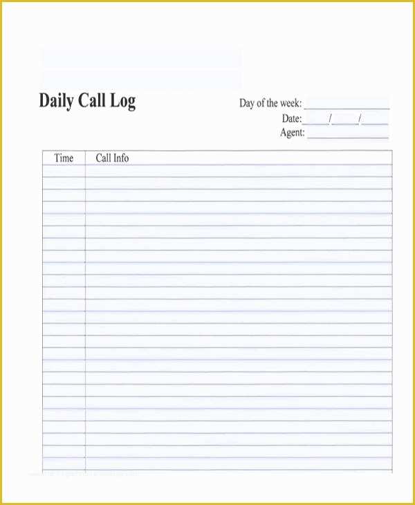 Free Call Log Template Of 17 Call Log Templates In Pdf