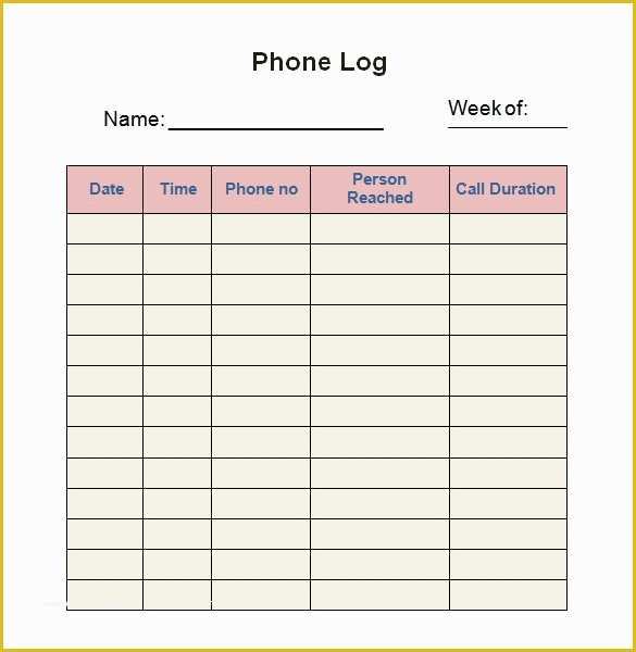 Free Call Log Template Of 30 Sample Log Template Documents In Pdf Word Excel
