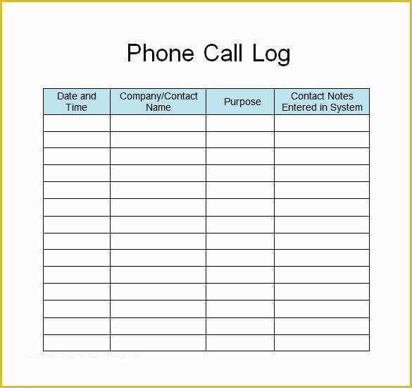 Free Call Log Template Of 30 Sample Log Template Documents In Pdf Word Excel