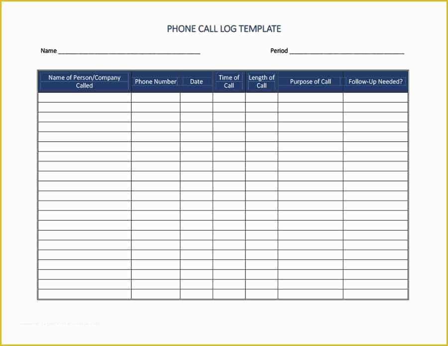 Free Call Log Template Of 40 Printable Call Log Templates In Microsoft Word and Excel