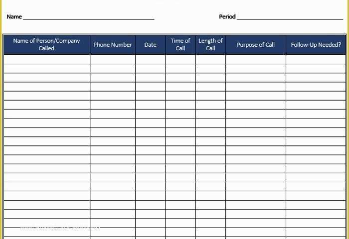 Free Call Log Template Of Call Log Template Beepmunk