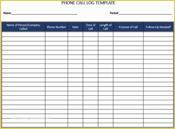 43 Free Call Log Template