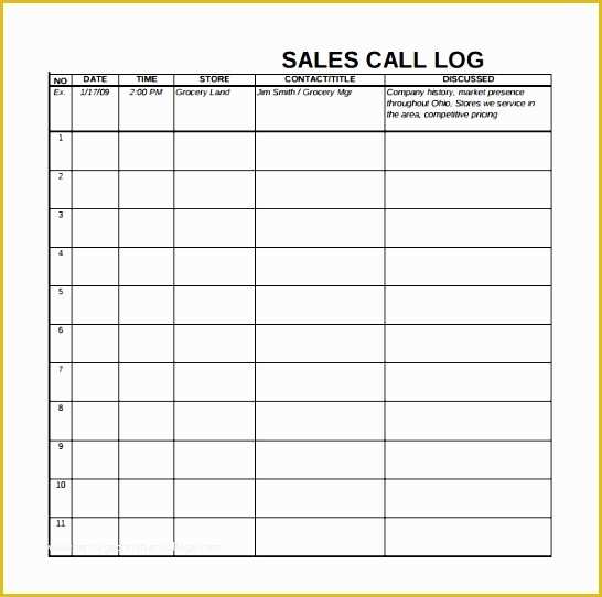 Free Call Log Template Of Call Log Template