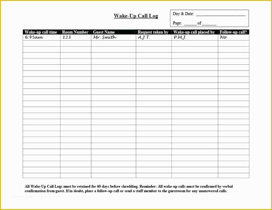 Free Call Log Template Of Printable Call Log Template Training Free – Rightarrow