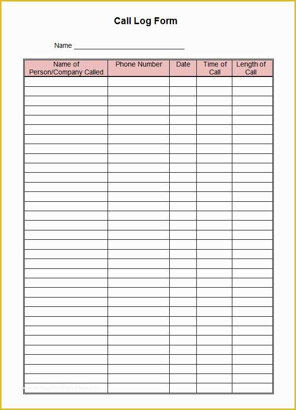 Free Call Log Template Of Sample Call Log Template 11 Free Documents In Pdf Word