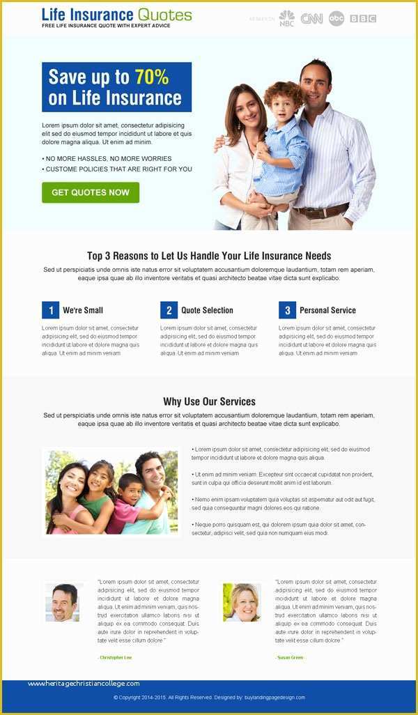 Free Call to Action Templates Of Fully Customizable Converting Life Insurance Landing Page