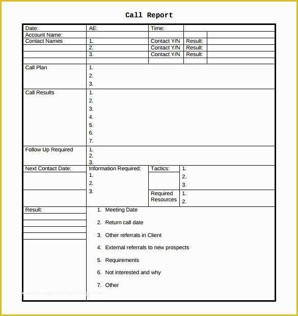 Free Call to Action Templates Of Sales Call Report Template 7 Download Free Documents In