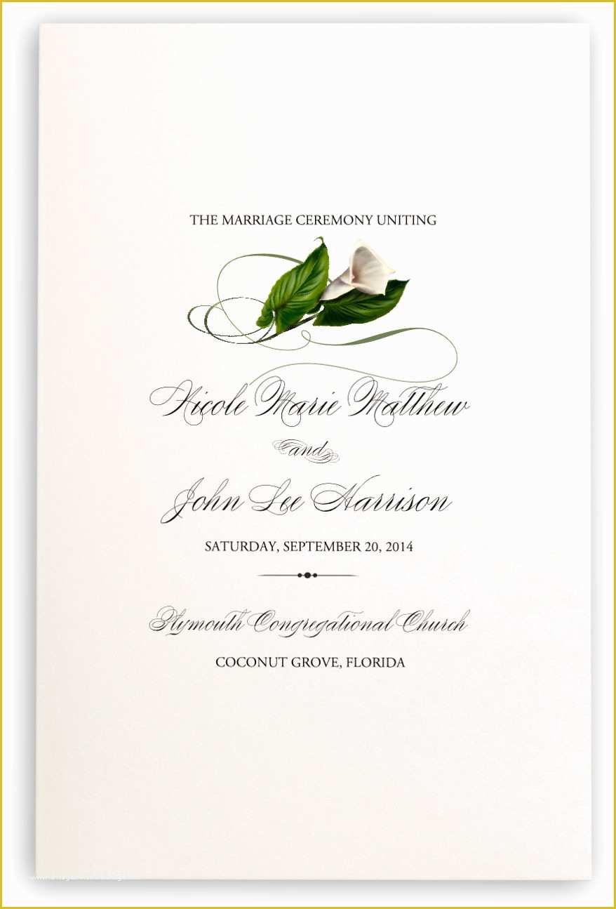 Free Calla Lily Wedding Program Templates Of Calla Lily Swirl 02 Wedding Programs Marriage Programs