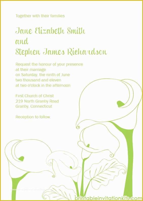 Free Calla Lily Wedding Program Templates Of Free Pdf Download Calla Lily Wedding Invitation Template