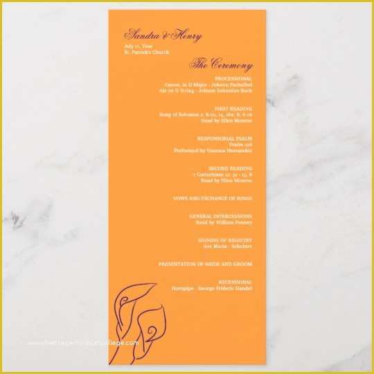 Free Calla Lily Wedding Program Templates Of Purple &amp; orange Calla Lilies Wedding Program