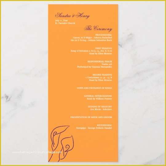 Free Calla Lily Wedding Program Templates Of Purple & orange Calla Lilies Wedding Program