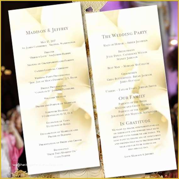 Free Calla Lily Wedding Program Templates Of Wedding Program Template Calla Lily Tea Length by