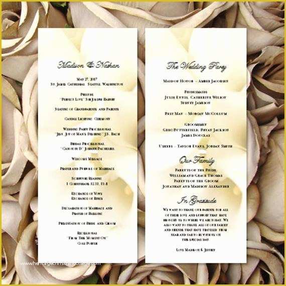 Free Calla Lily Wedding Program Templates Of Wedding Program Template Calla Lily Tea Length