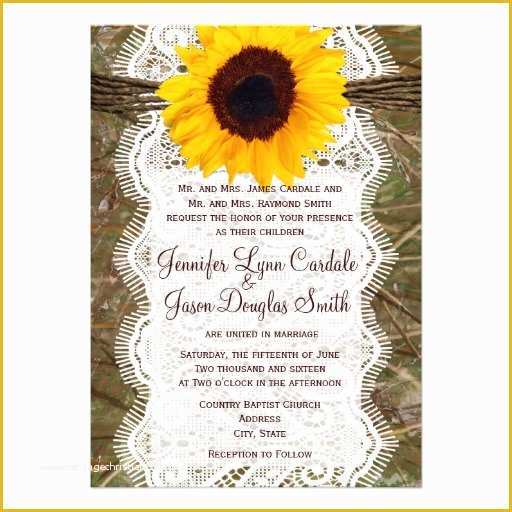 Free Camo Wedding Invitation Templates Of Camo and Sunflower Wedding Invitations Criolla Brithday