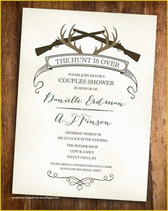 Free Camo Wedding Invitation Templates Of the Hunt is Over Hunting Couples Shower Invitation