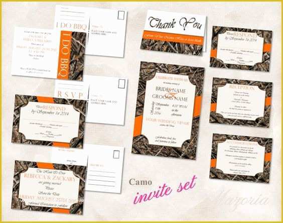 Free Camo Wedding Invitation Templates Of Wedding Invite Set Instant Download Templates Just Add