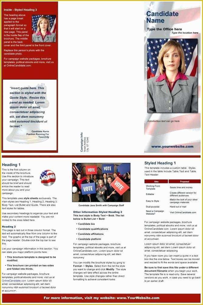 Free Campaign Brochure Templates Of Political Print Templates Red Liberty Bell theme Line