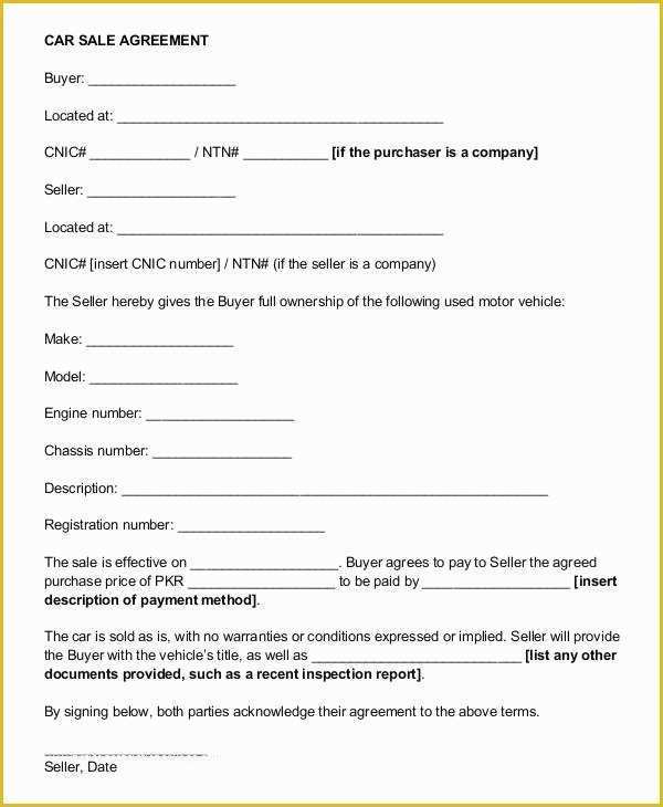 Free Car Loan Agreement Template Printable Templates