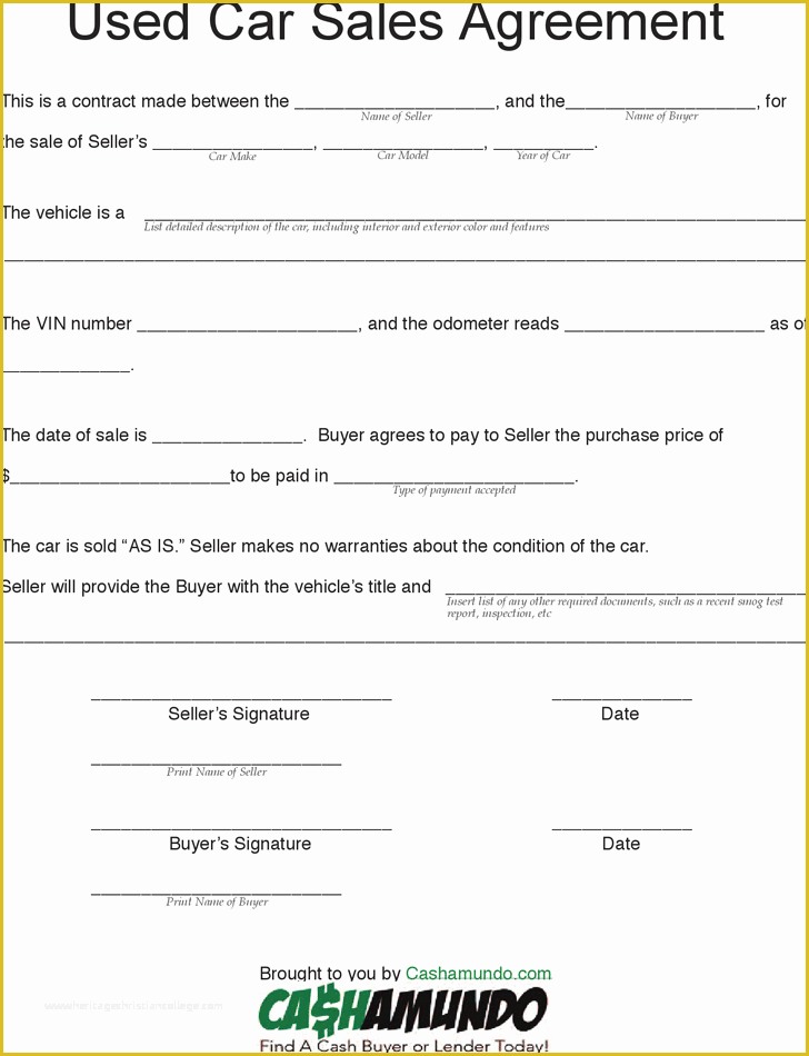 Free Car Loan Agreement Template Of Car Sale Agreement