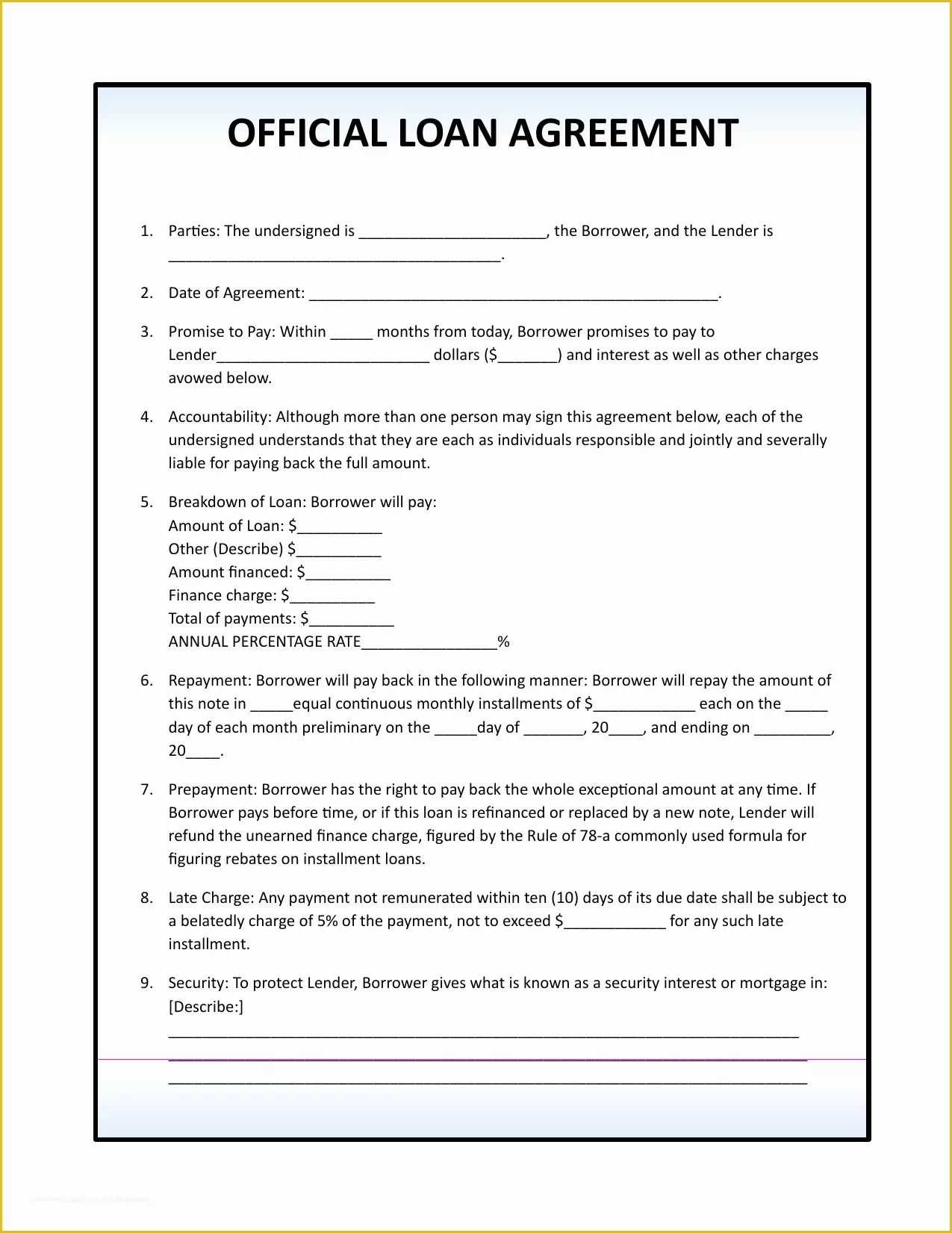 Free Car Loan Agreement Template Of Download Simple Loan Agreement