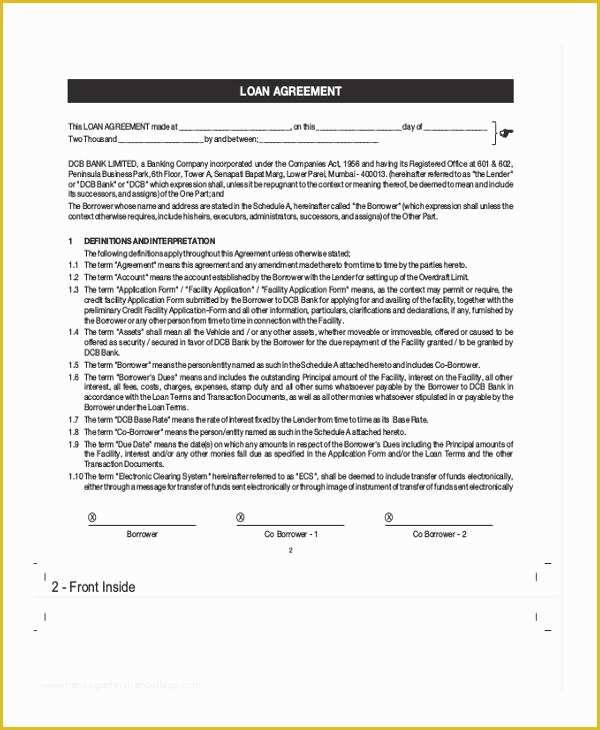 Free Car Loan Agreement Template Of How to Make A Car Loan Agreement form
