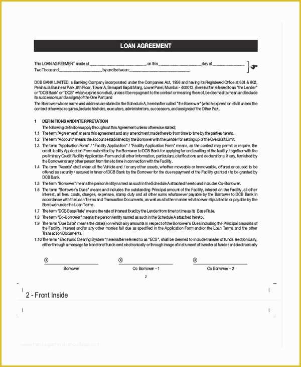 Free Car Loan Agreement Template Of How to Make A Car Loan Agreement form