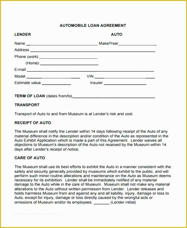 Free Car Loan Agreement Template Of Tsp Loan Agreement form – Free Car Loan