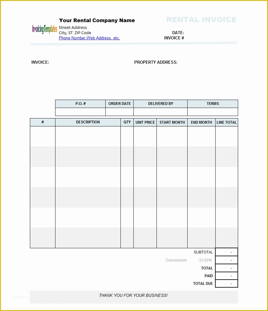 Free Car Rental Invoice Template Excel Of Rental Invoice Template Excel