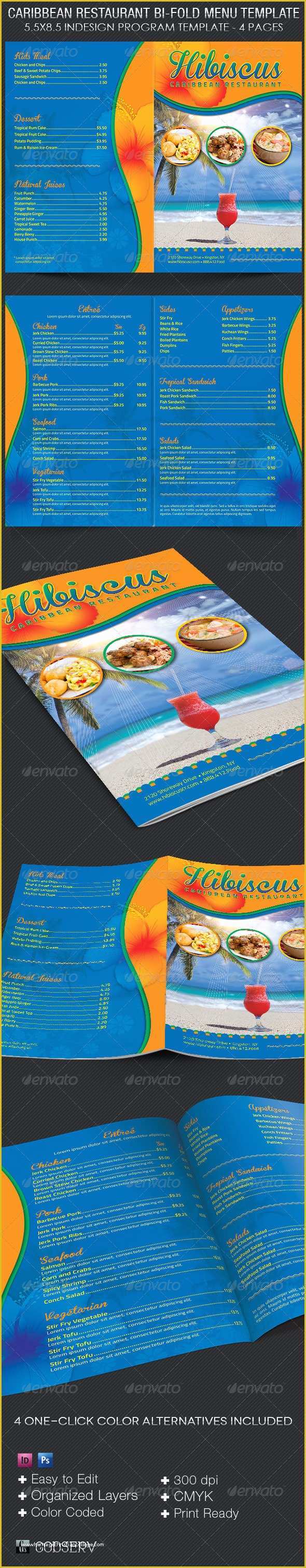 Free Caribbean Menu Template Of Caribbean Restaurant Bi Fold Menu Template On Behance