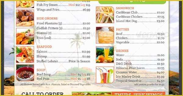 Free Caribbean Menu Template Of Caribbean Restaurant Take Out Menu Template