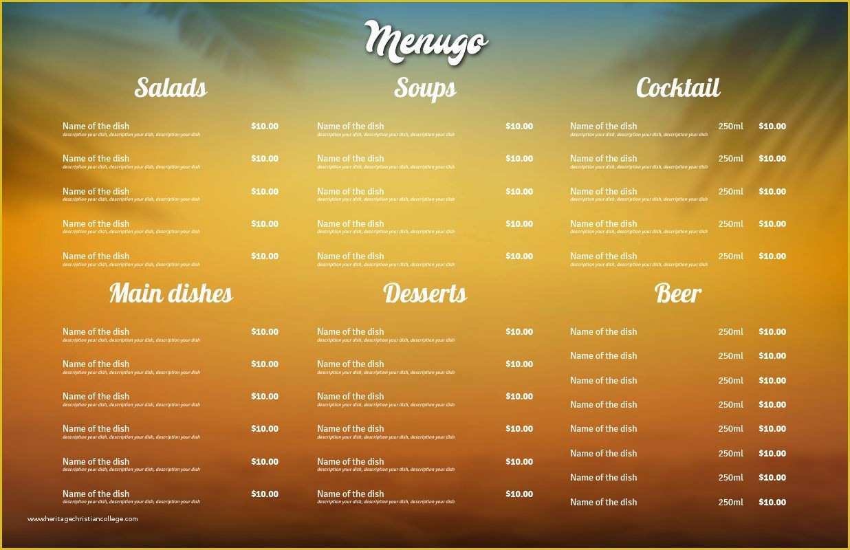 Free Caribbean Menu Template Of Menugo Caribbean Menu Template