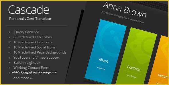 Free Cascade Resume Template Of Cascade Responsive Personal Vcard Template by