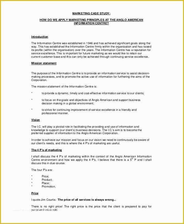 Free Case Study Template Of 10 Case Study Templates Free Sample Example format