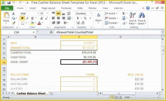 Free Cash Drawer Balance Sheet Template Of Cash Count Sheet In Excel Keywords Cash Register Balance