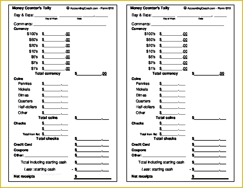 Free Cash Drawer Balance Sheet Template Of Cash Drawer Count Sheet Excel Petty Cash Register