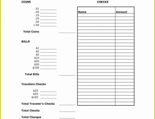 Free Cash Drawer Balance Sheet Template Of Cash Drawer Tally Sheet Template