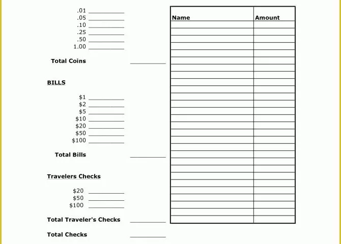 Free Cash Drawer Balance Sheet Template Of Cash Drawer Tally Sheet Template