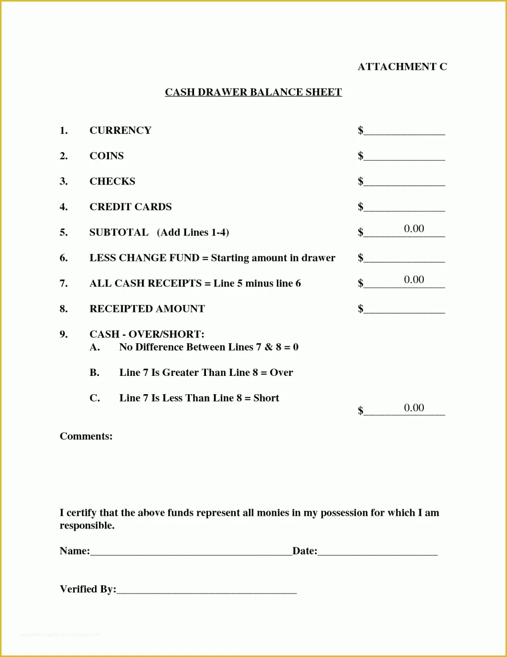 42 Free Cash Drawer Balance Sheet Template Heritagechristiancollege