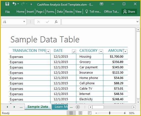 Free Cash Flow Analysis Template Of Cashflow Analysis Excel Template