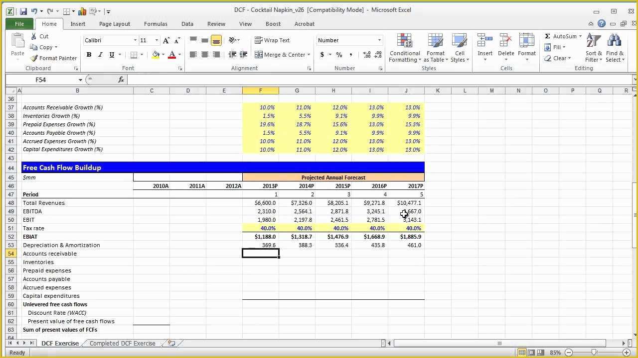 Free Cash Flow Analysis Template Of Financial Modeling Quick Lesson Building A Discounted