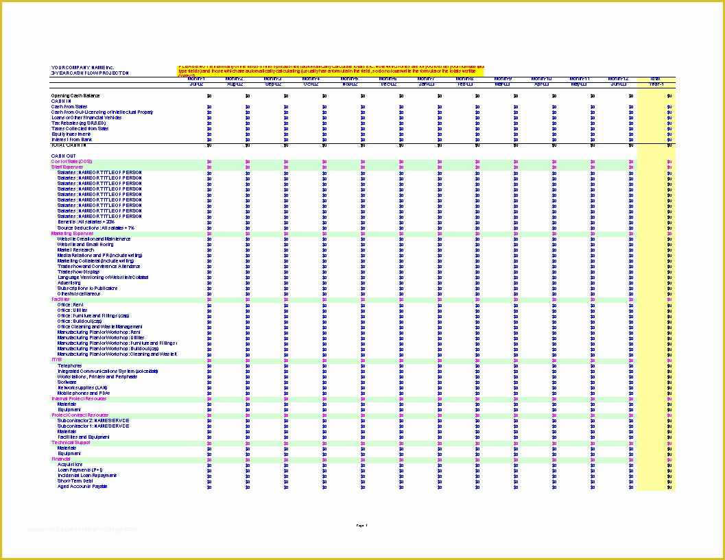 Free Cash Flow Projection Template Of Free 3 Year Cash Flow Projections