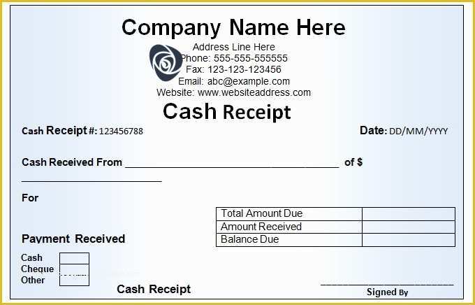 Free Cash Receipt Template Word Doc Of Cash Receipt Document Template Excel Receipt Template Cash