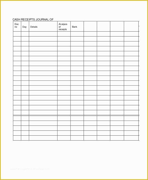 Free Cash Receipt Template Word Doc Of Cash Receipt Journal Template