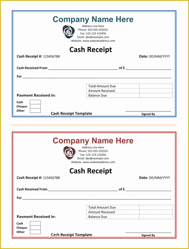 Free Cash Receipt Template Word Doc Of Cash Receipt Template 5 Printable Cash Receipt formats