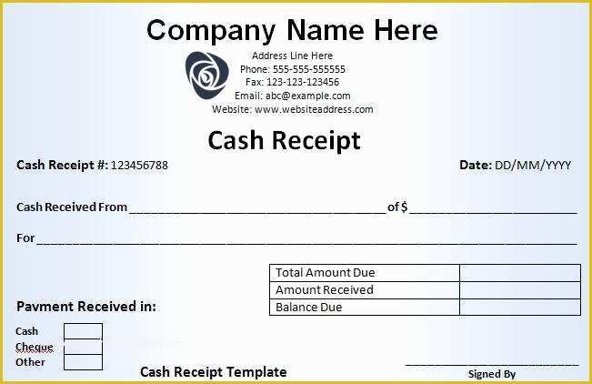 Free Cash Receipt Template Word Doc Of Cash Receipt Template